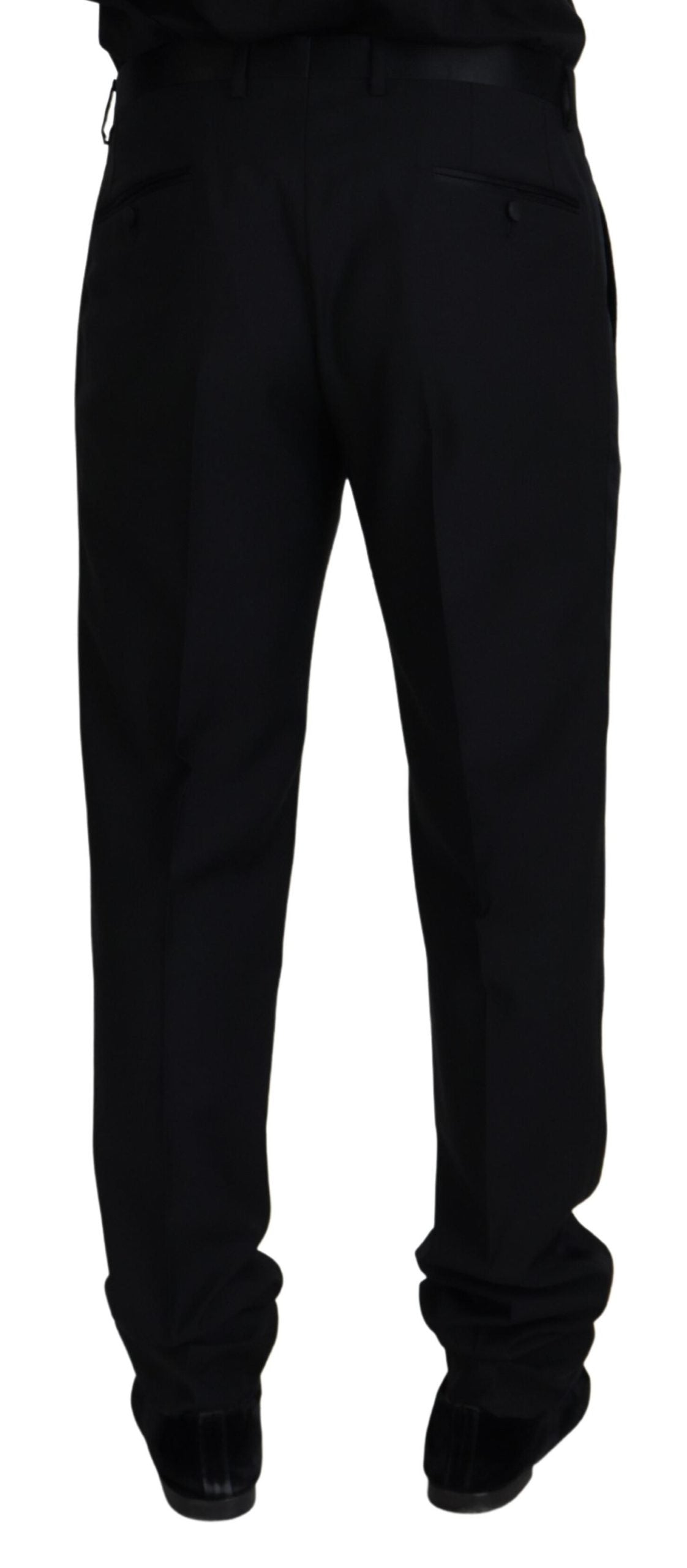 Dolce & Gabbana Black Wool Chino 공식 바지