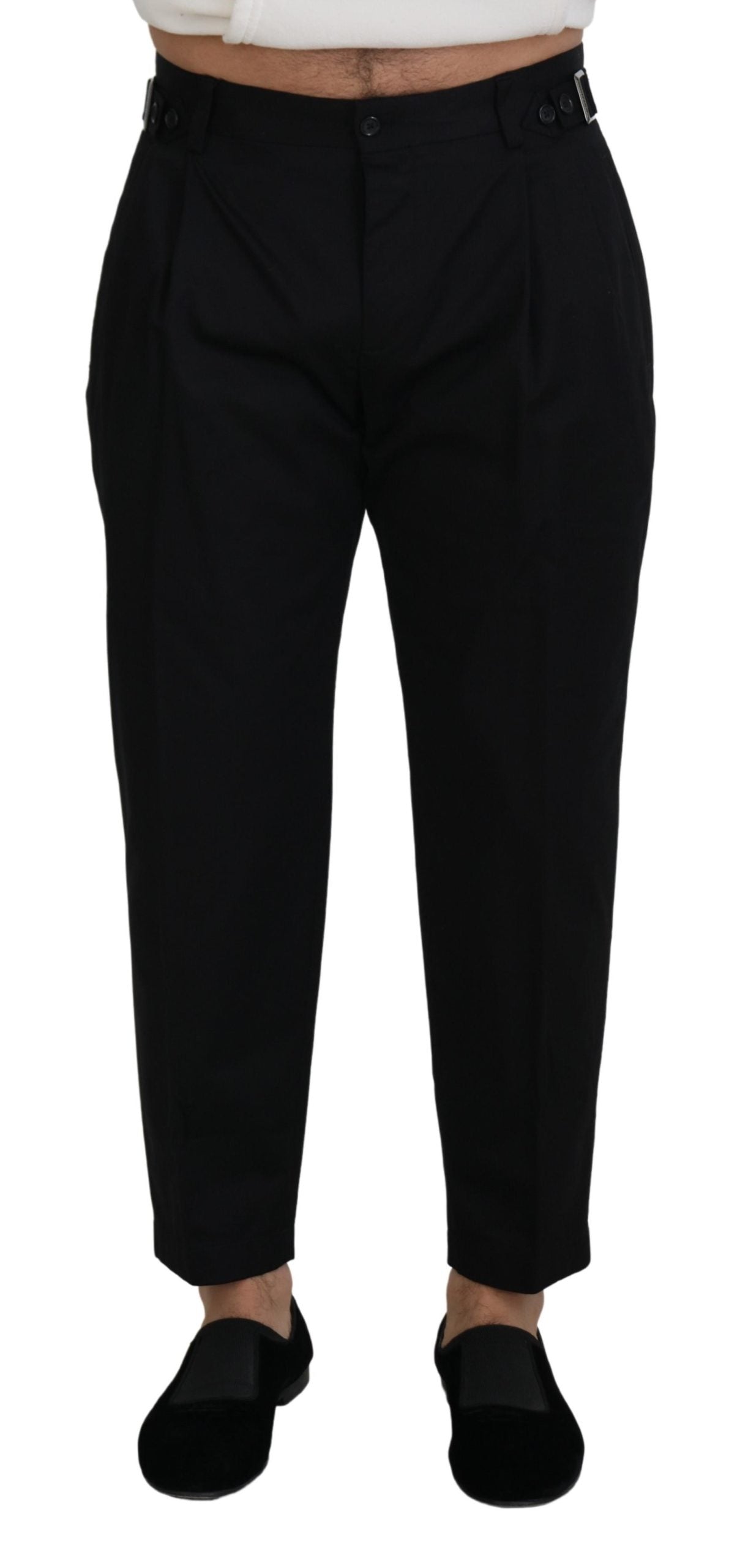 Dolce &amp; Gabbana Chino-Formelle Hose aus schwarzer Baumwolle