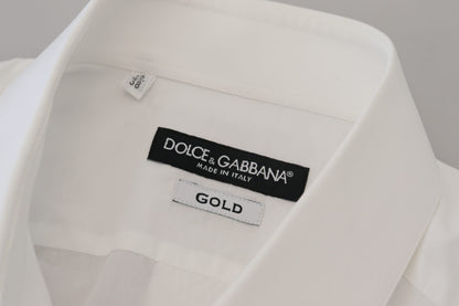 Dolce & Gabbana 흰색면 슬림 한 맞춤형 공식적인 드레스 금 셔츠