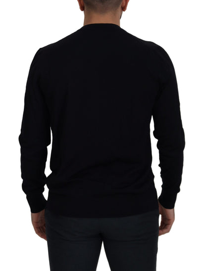 Dolce & Gabbana Black Virgin Wool Crewneck 풀오버 스웨터