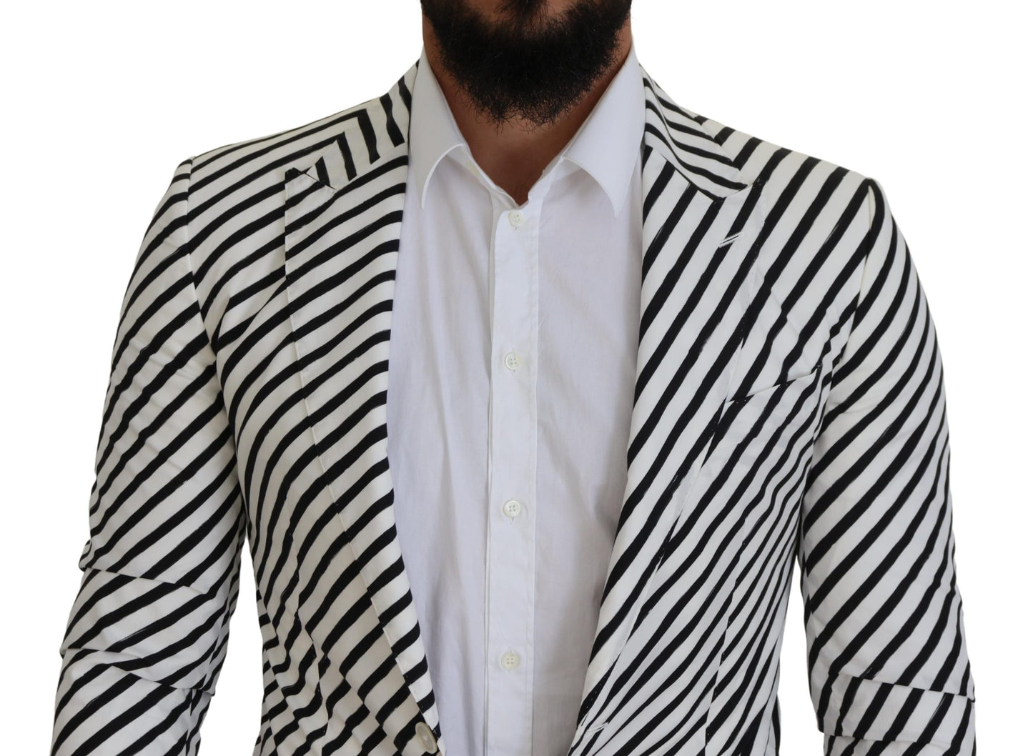 Dolce & Gabbana Elegant White Striped Single Breasted Blazer