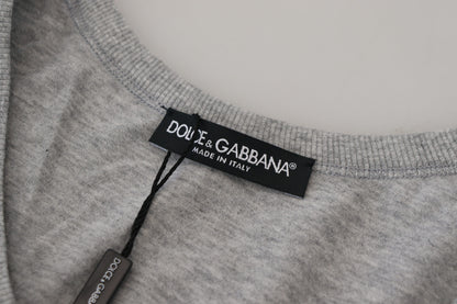 Dolce & Gabbana Grey Cotton Sleeveless 로고 남자 티셔츠