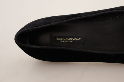 Dolce & Gabbana Black DG 성심 패치 슬립 플랫 신발