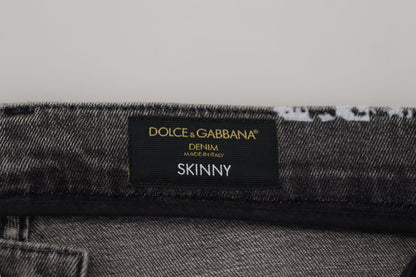 Dolce &amp; Gabbana Mehrfarbige Skinny-Denim-Jeans aus Baumwolle mit Batikmuster