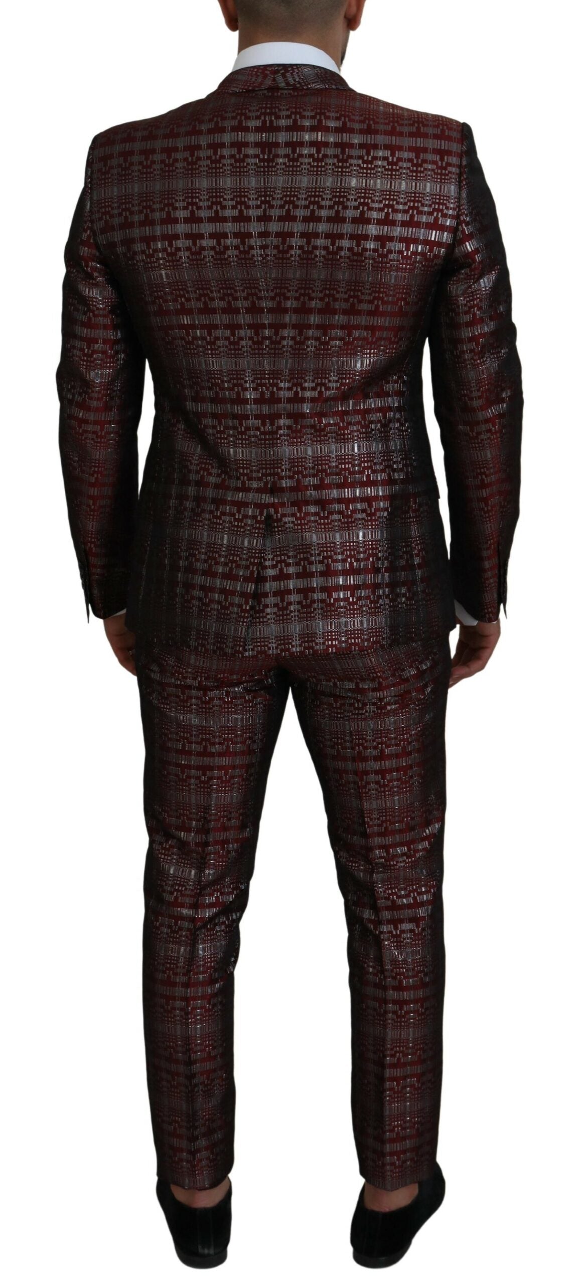 Dolce & Gabbana Bordeaux Silver Gold Slim Fit Suit