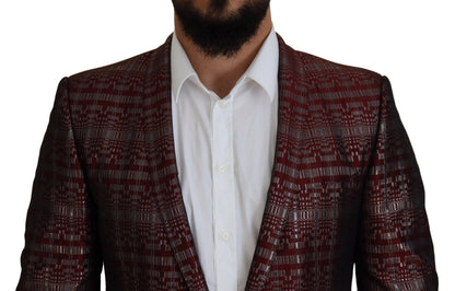 Dolce & Gabbana Bordeaux Silver Gold Slim Fit Suit