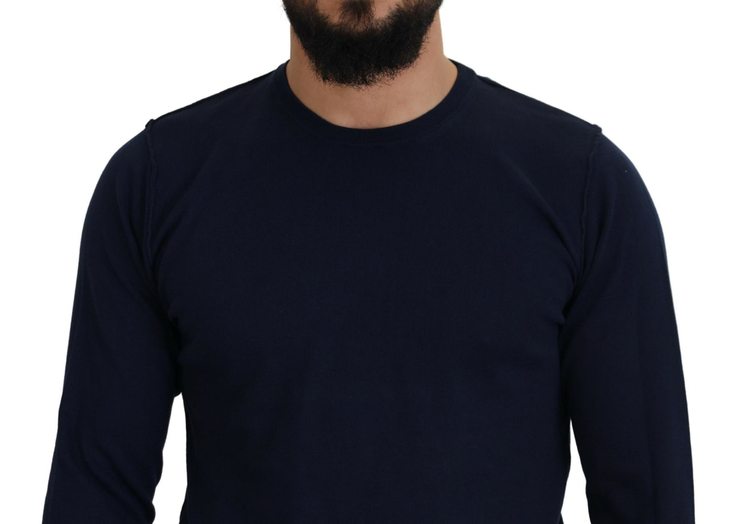 Paolo Pecora Milano Blue Cotton Crewneck 풀오버 스웨터