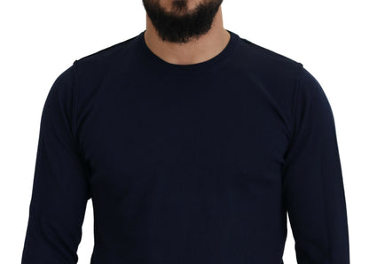 Paolo Pecora Milano Blue Cotton Crewneck 풀오버 스웨터