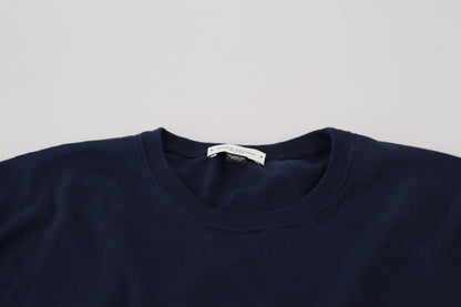 Paolo Pecora Milano Blue Cotton Crewneck 풀오버 스웨터