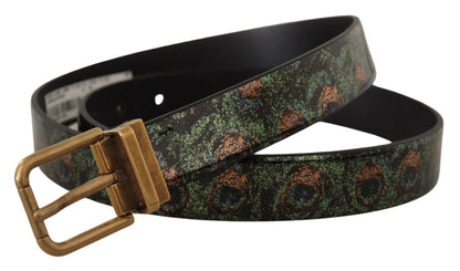 Dolce & Gabbana 멀티 컬러 가죽 Vernice Pavone Bronze Metal Belt