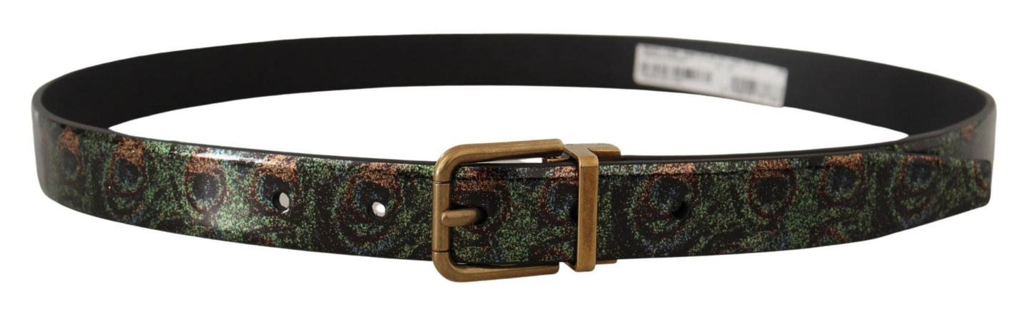 Dolce & Gabbana 멀티 컬러 가죽 Vernice Pavone Bronze Metal Belt