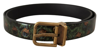 Dolce & Gabbana 멀티 컬러 가죽 Vernice Pavone Bronze Metal Belt