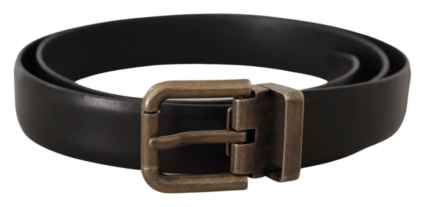 Dolce & Gabbana Elegant Black Calf Leather Belt