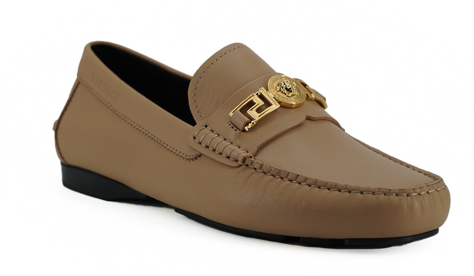 Versace Beige Kalbsleder-Loafer-Schuhe