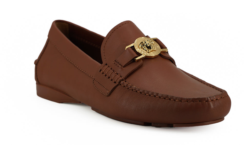 Versace Loafers aus naturbraunem Kalbsleder