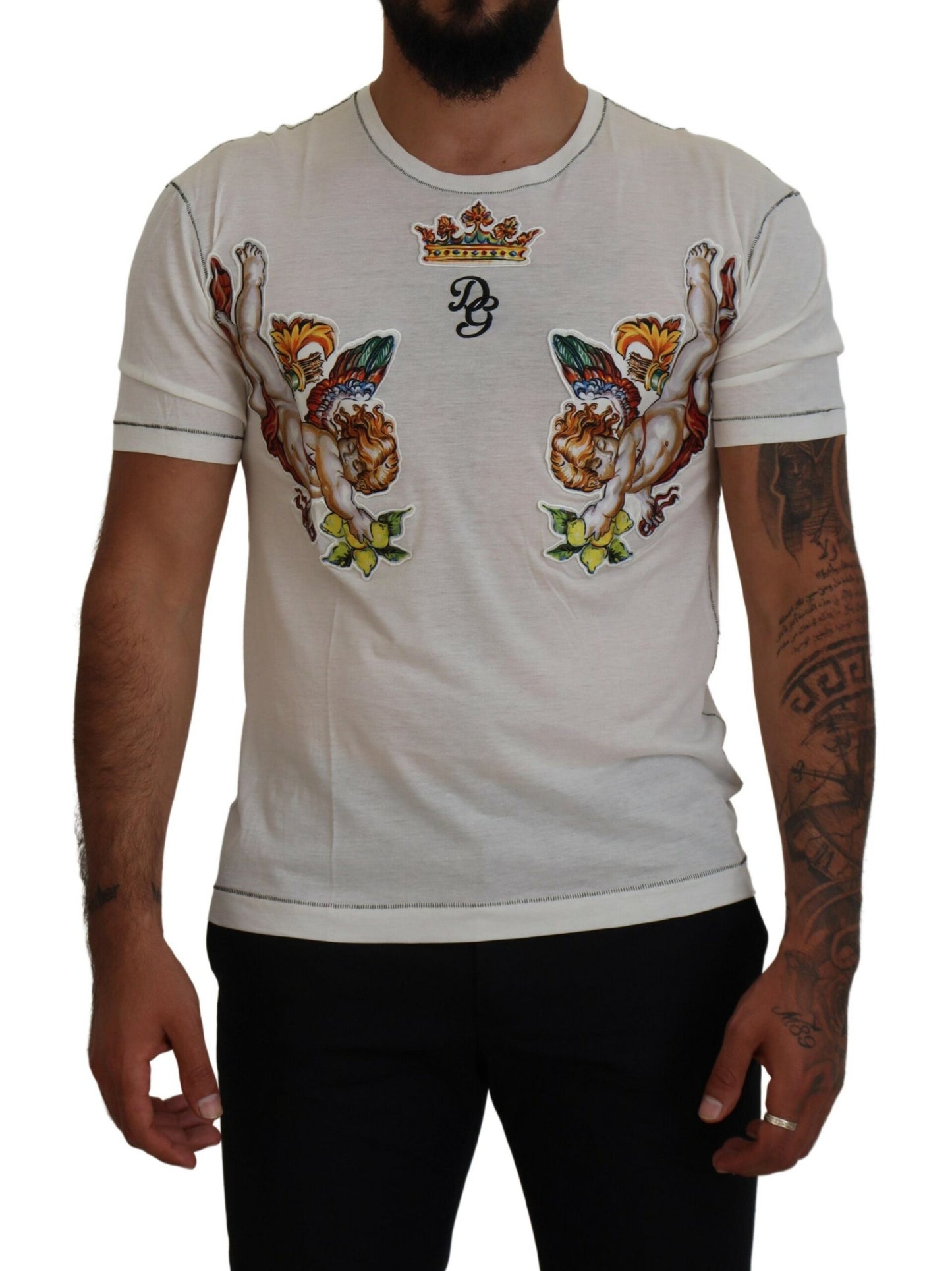 Dolce & Gabbana Weiß gedruckter kurzärärmischer Männer T-Shirt