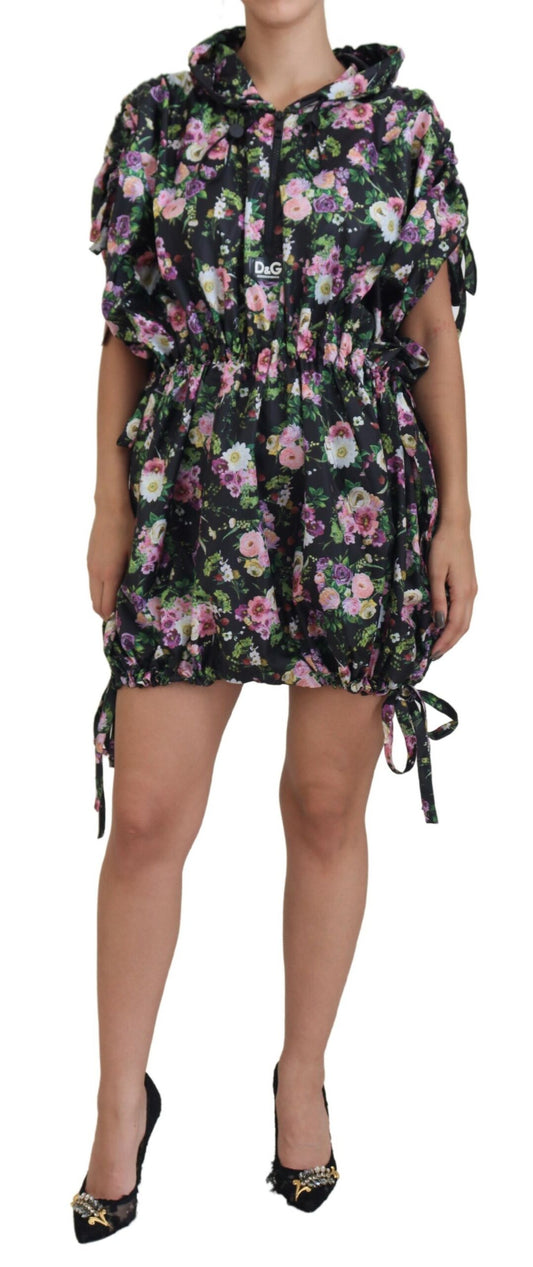 Dolce & Gabbana Elegant Floral Mini Dress with Logo Detail