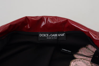 Dolce & Gabbana Maroon Floral Full Zip Polyester 여성 재킷