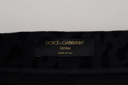 Dolce & Gabbana Black Denim Cotton Stretch Hot 바지 반바지