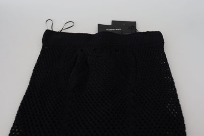 Dolce & Gabbana Black Knitted Cotton High High Waist Mermaid Skirt