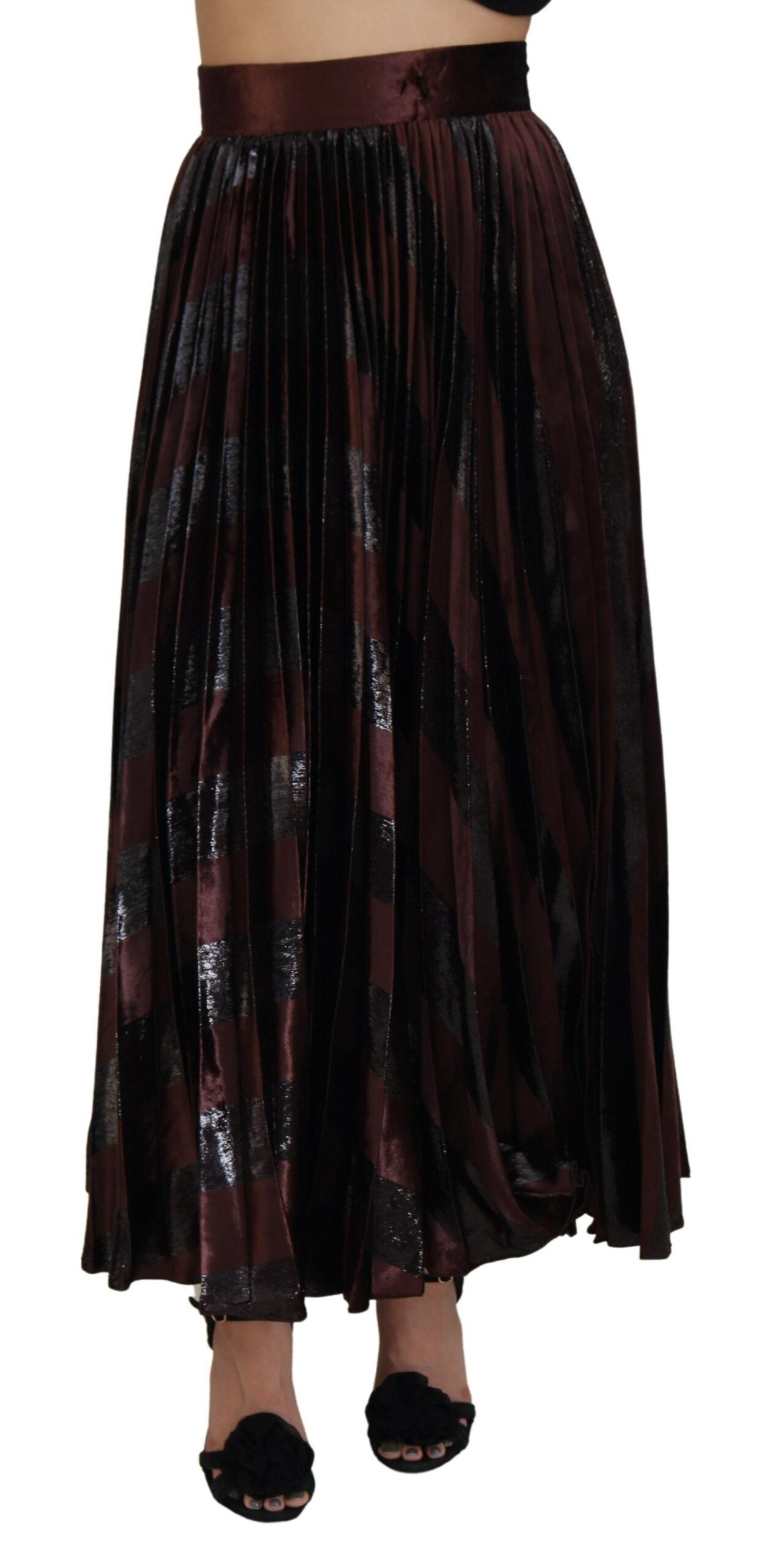 Dolce & Gabbana Brown Polyester High High Waiz A-Line Maxi Skirt