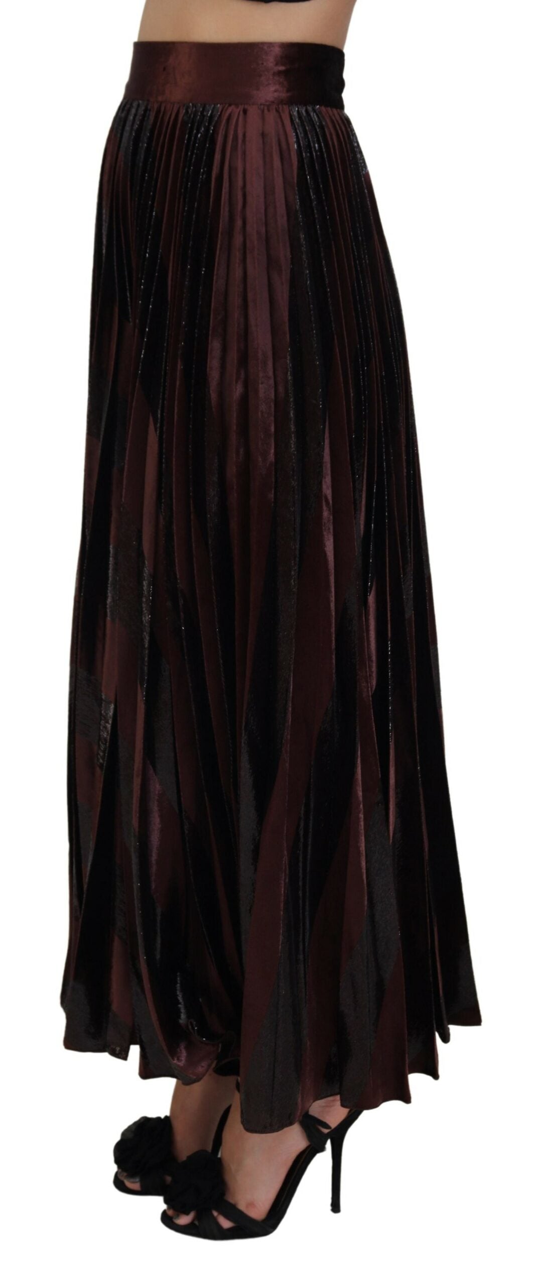 Dolce & Gabbana Brown Polyester High High Waiz A-Line Maxi Skirt