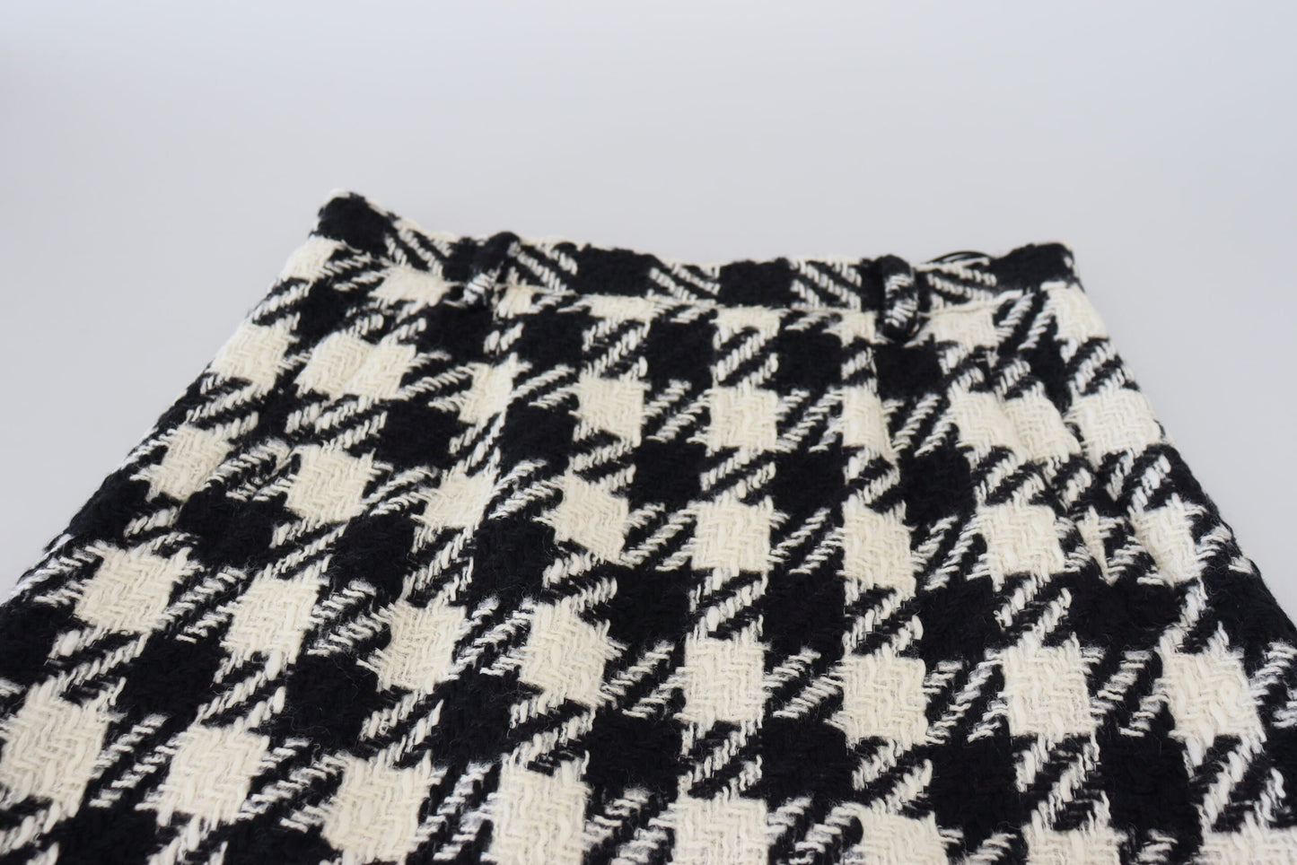 Dolce & Gabbana Black White Houndstooth 하이 허리 치마