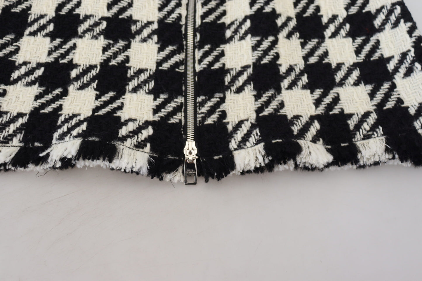 Dolce & Gabbana Black White Houndstooth 하이 허리 치마