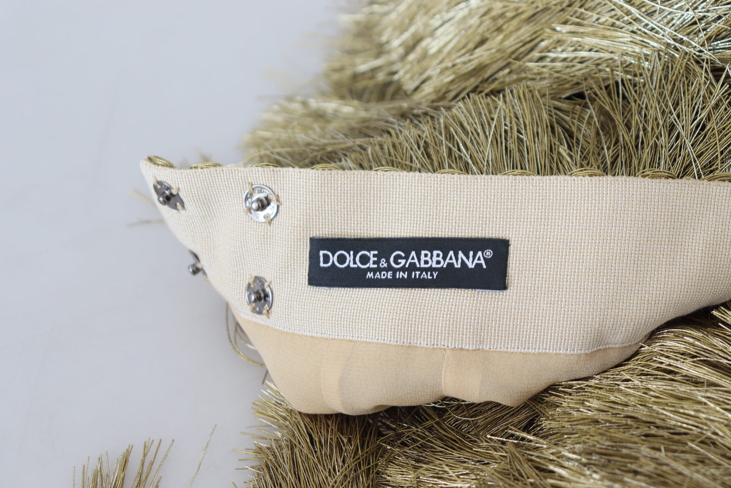 Dolce & Gabbana Gold 계층 메탈릭 프린지 미디 실크 스커트