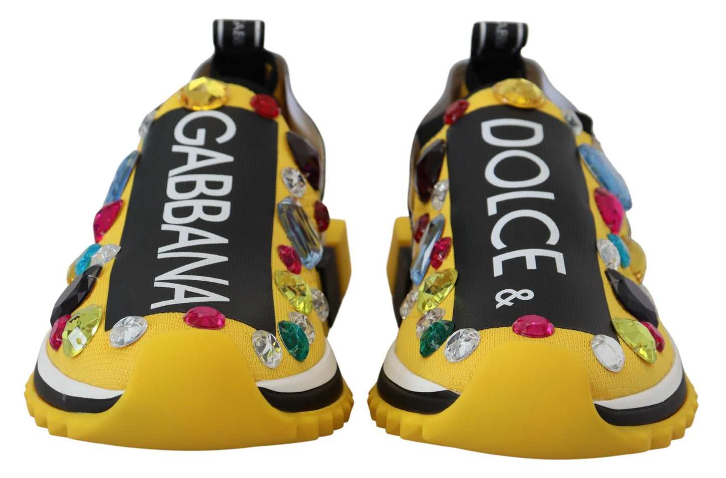 Dolce & Gabbana Yellow Sorrento Crystals Sneakers Shoes