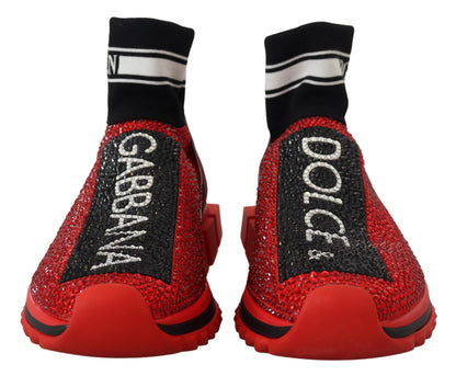 Dolce & Gabbana Red Bling Sorrento Sneakers Socken Schuhe