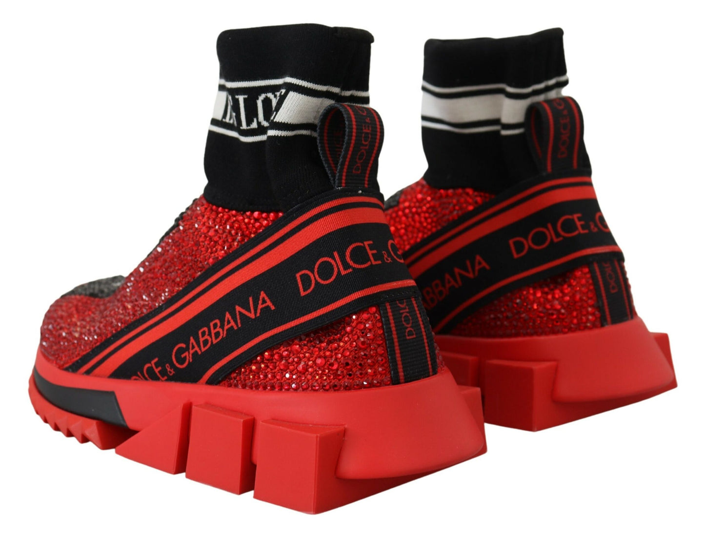 Dolce & Gabbana Red Bling Sorrento Sneakers Socken Schuhe