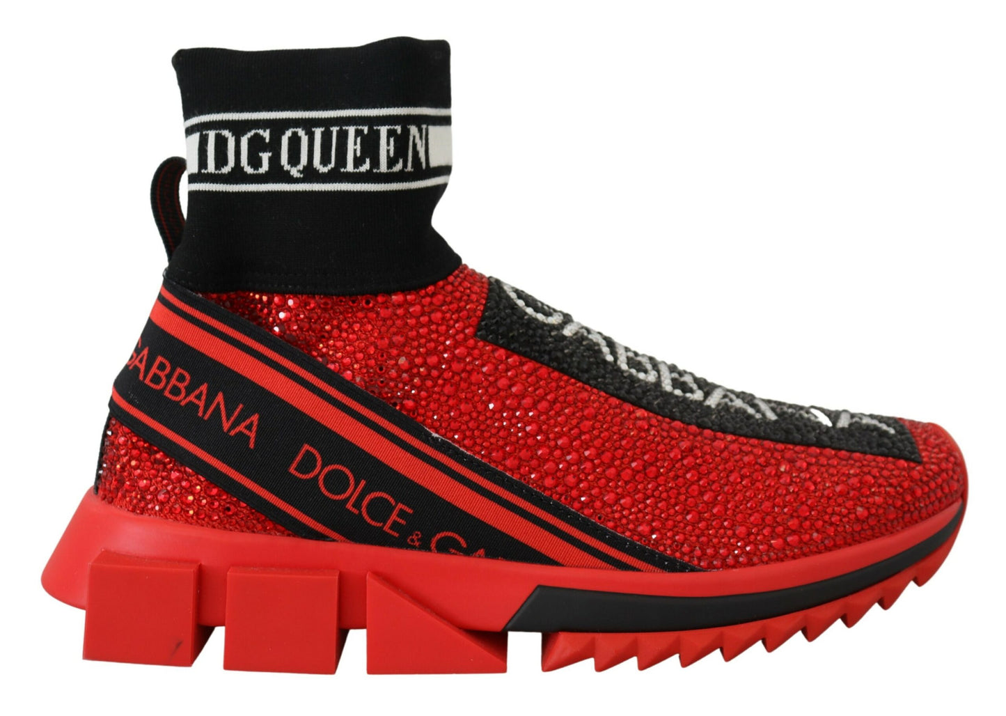 Dolce & Gabbana Red Bling Sorrento Sneakers Socken Schuhe