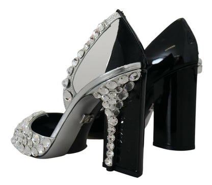 Dolce &amp; Gabbana High Heels-Schuhe in Schwarz und Silber mit Kristall-Doppeldesign