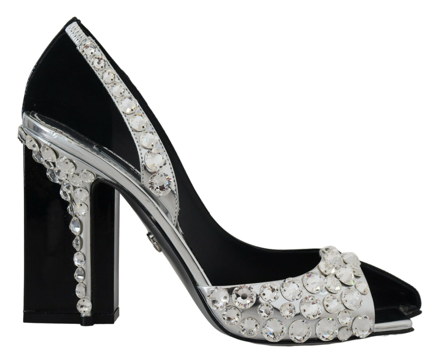 Dolce &amp; Gabbana High Heels-Schuhe in Schwarz und Silber mit Kristall-Doppeldesign