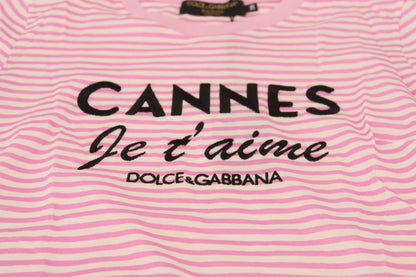 Dolce & Gabbana 화이트 핑크 칸 독점 티셔츠