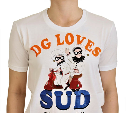 Dolce & Gabbana White Cotton DG는 SUD 티셔츠를 좋아합니다