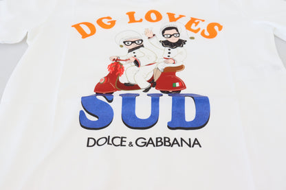 Dolce & Gabbana White Cotton DG는 SUD 티셔츠를 좋아합니다