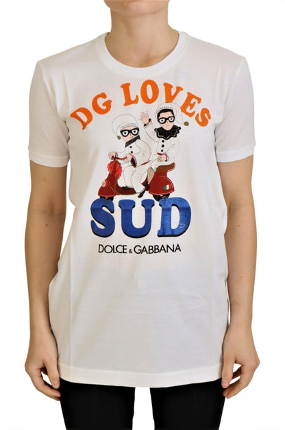 Dolce & Gabbana White Cotton DG는 SUD 티셔츠를 좋아합니다