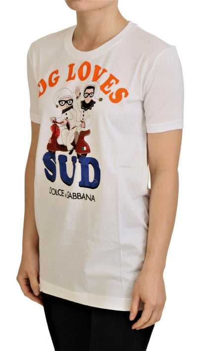 Dolce & Gabbana White Cotton DG는 SUD 티셔츠를 좋아합니다