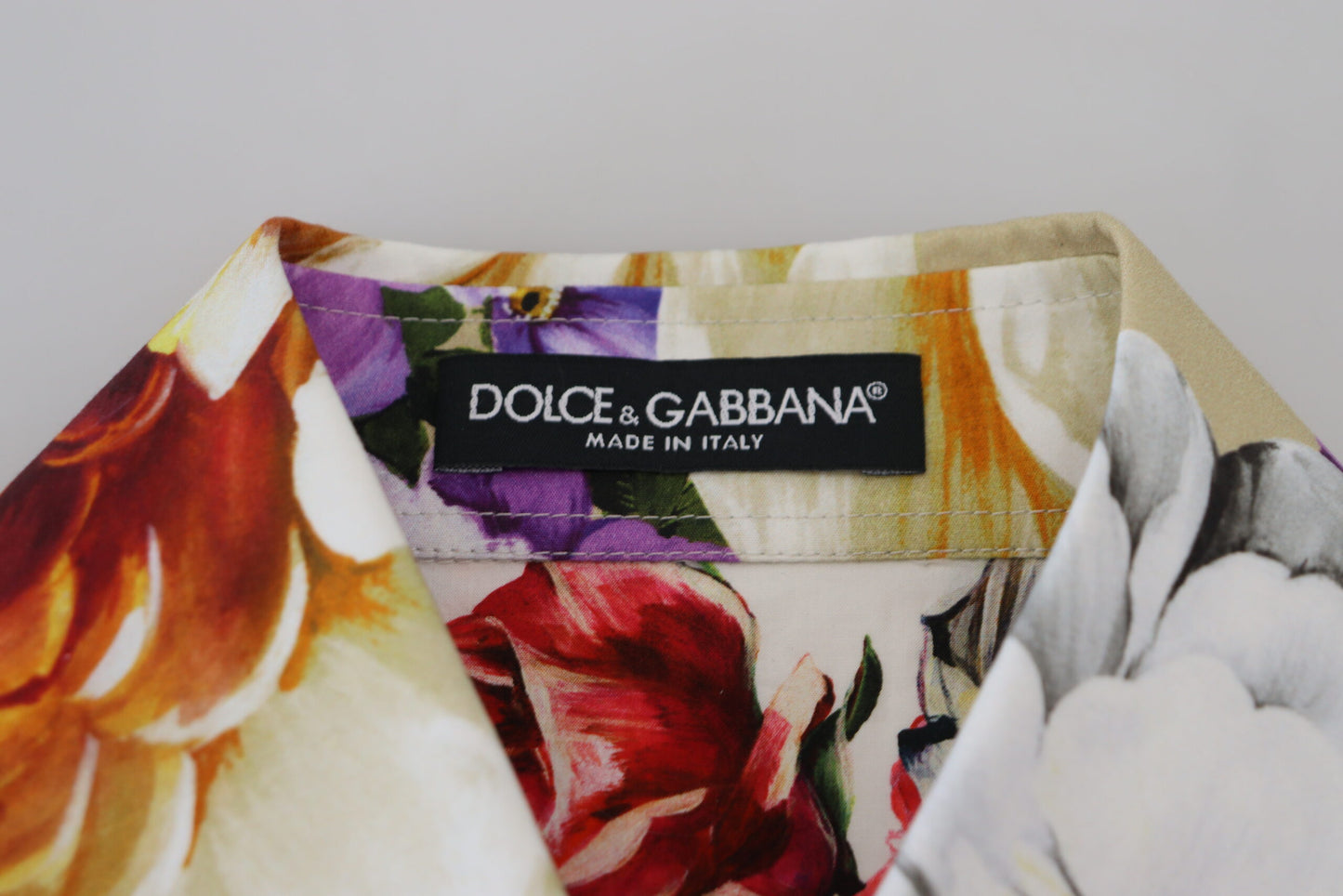 Dolce & Gabbana 멀티 컬러 플로럴 코튼 칼라 블라우스 탑