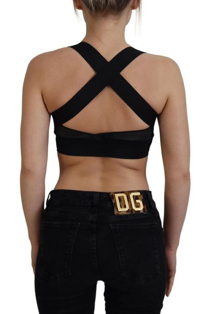 Dolce & Gabbana Black Gold Sleeveless Crping Bustier Top