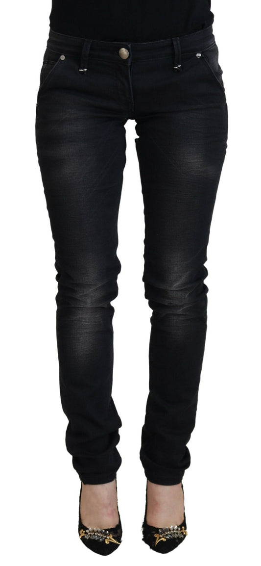 Acht Black Washed Cotton Skinny Women 캐주얼 데님 청바지