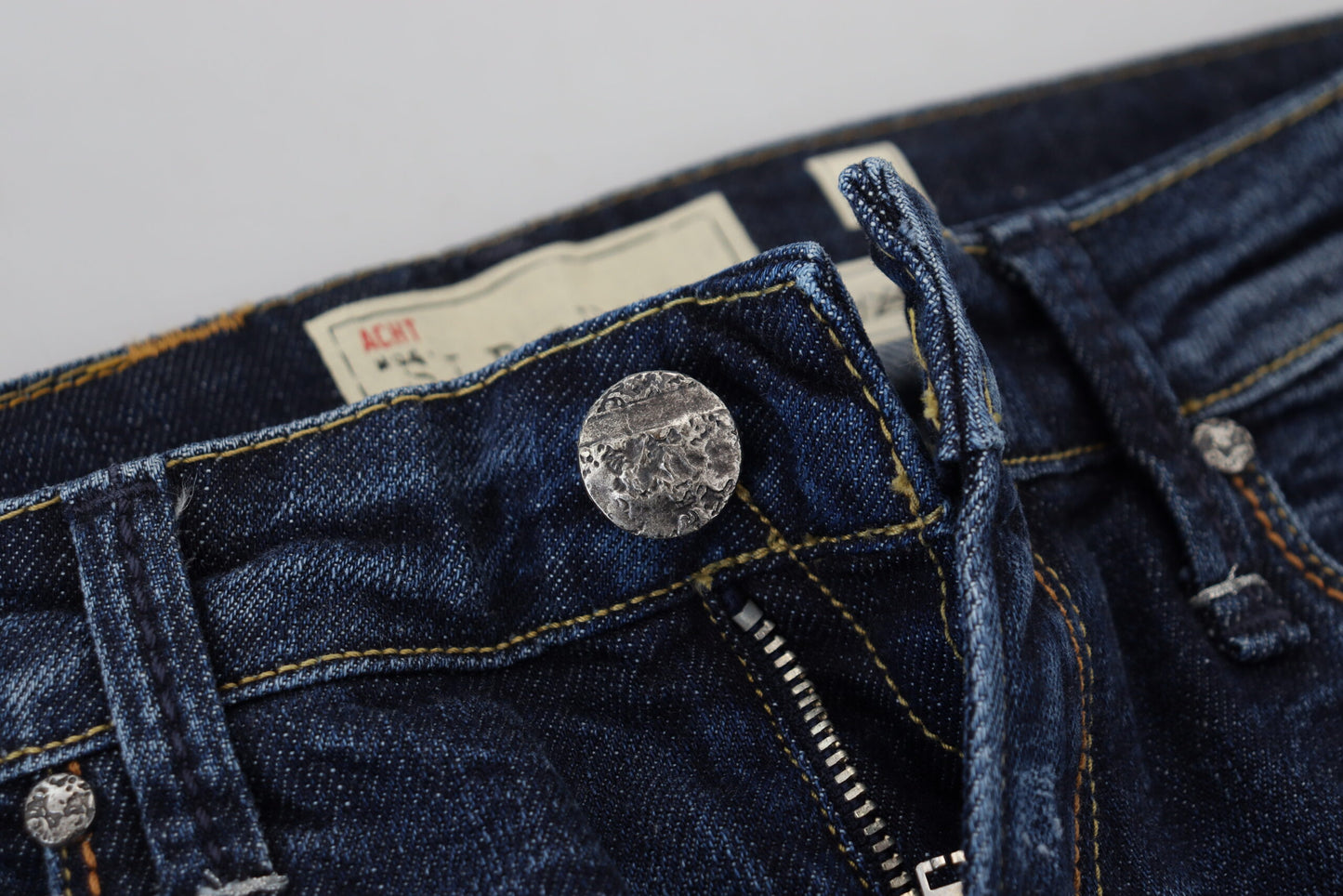 Acht Blue Washed Cotton Low Ware Women 캐주얼 청바지