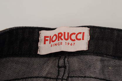 Fiorucci Black Cotton 낮은 허리 스키니 여성 캐주얼 청바지