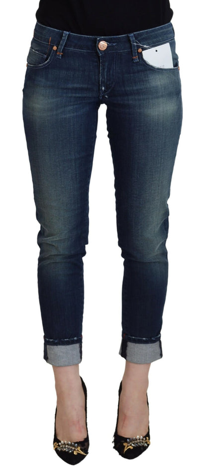 Acht Blue Cotton Slim Fit Women 캐주얼 데님 청바지