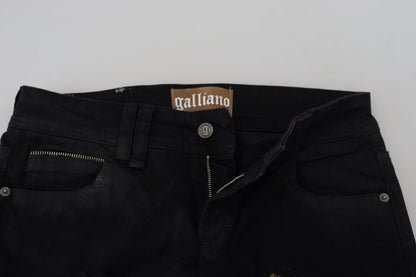 John Galliano Black Cotton Mid Waist Skinny Slim Fit Denim Jeans