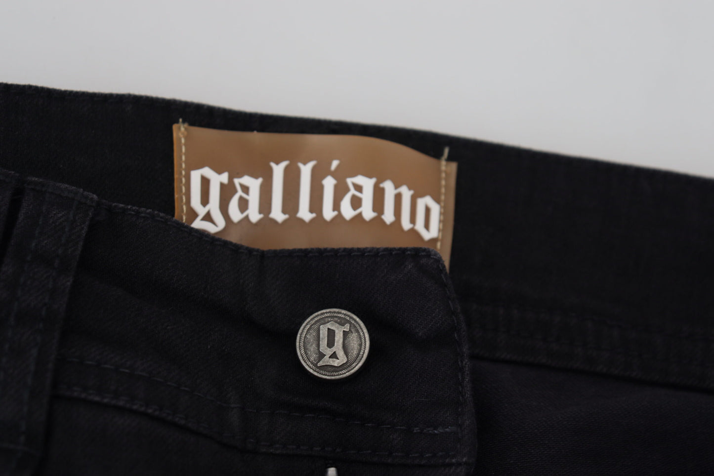 John Galliano Black Cotton Mid Waist Skinny Slim Fit Denim Jeans