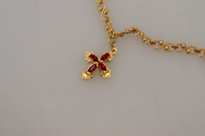 Dolce & Gabbana Gold Tone Cross Charm Necklace