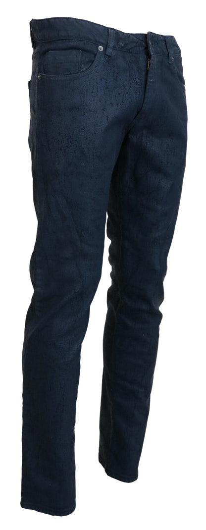 Blaue, schmal zulaufende Slim-Fit-Jeans für Herren aus lässigem Denim von Exte